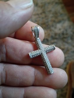Silver diamond filled cross