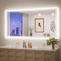 TokeShimi 60 x 28 Inch LED Bathroom Mirror Lighted Vanity Mirror Large Wall Mounted Backlit Mirror