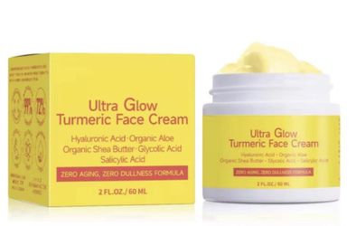 Ultra Glow Turmeric Face Cream – 2 fl oz (60ml) – Brightening & Anti-Aging Moisturizer with Organic Aloe,