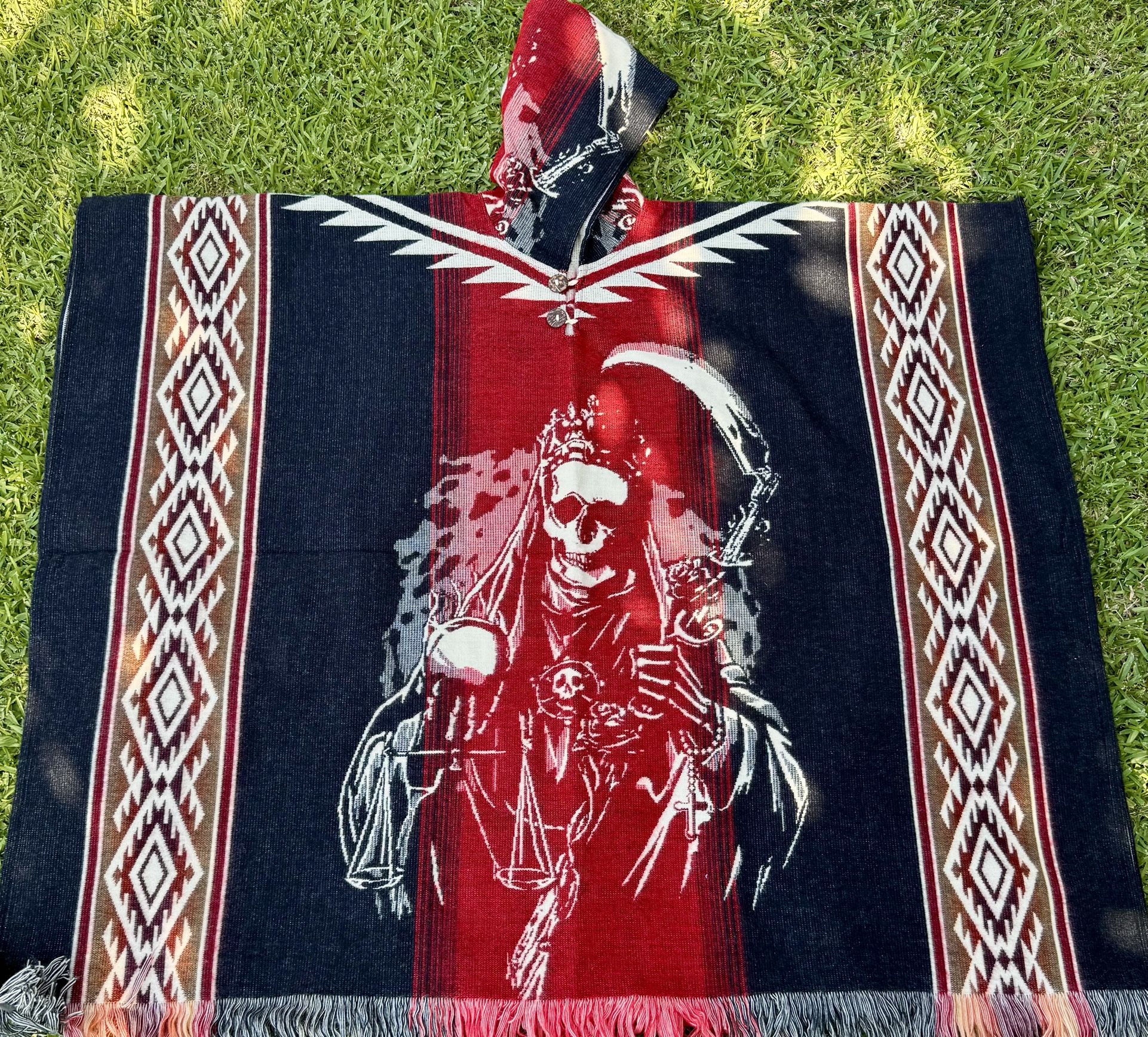 Santa Muerte Alpaca Poncho