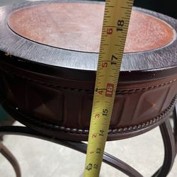 the smaller one fits underneath the bigger one 2 small tables the smaller one fits underneath the bigger one