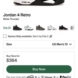 Jordan 4 White Thunder’s Size 10 NEW!!!