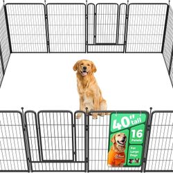 J339-Rollick Unleashed Dog Playpen for Indoor, Yard, RV Camping, 40 inch 16 Panels for Medium and Large Dogs│Patented