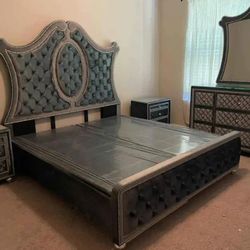 Upholstered Bedroom Set Queen or King Bed Dresser Nightstand Mirror Chest Option