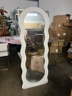 Full-Length Wavy Floor Mirror White Frame