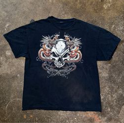 Vintage Y2K Skull and Dragon Graphic T-Shirt