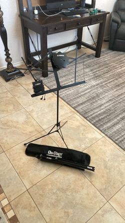Trombone mute, music stands