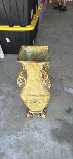 Gold Decorative Vase with Ornate Handles