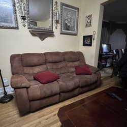 3 Piece Brown Microfiber Sectional Living Room Set With 5 Recliner Seats