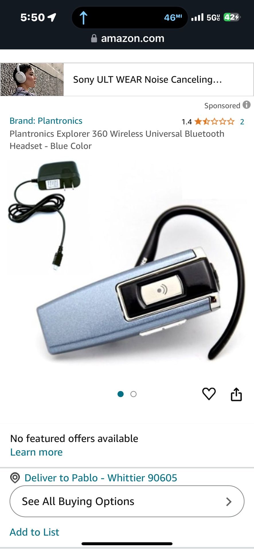 Plantronics Bluetooth Headset