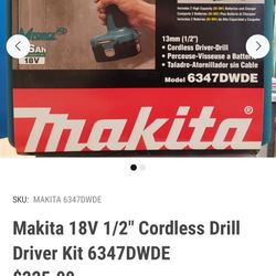 Makita 18V 1/2" Cordless Drill Driver Kit 6347DWDE