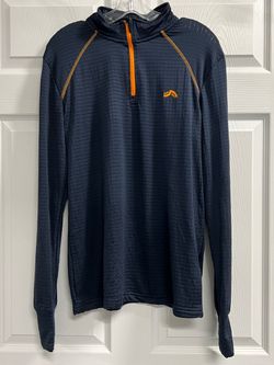 CRIVIT Men’s 1/4 Zip Long Sleeve Mock Neck Pullover Blue Orange - Large - EUC