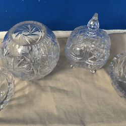 vintage crystal lidded candy dishes and bowls (all for $15)