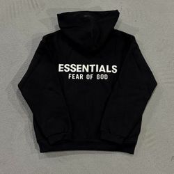 🔥 FOG Essentials Season 24 Fleece Hoodie Black/White – Size Large | Brand New | Last One Left