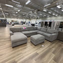 Costco Langdon Fabric Sectional With Storage Ottoman 