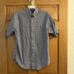 Polo Ralph Lauren Short Sleeve Shirt Mens Medium Black White Check Casual Preppy 