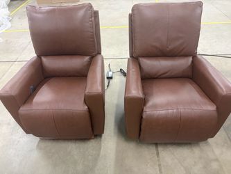Pair of Leather Powered Recliners