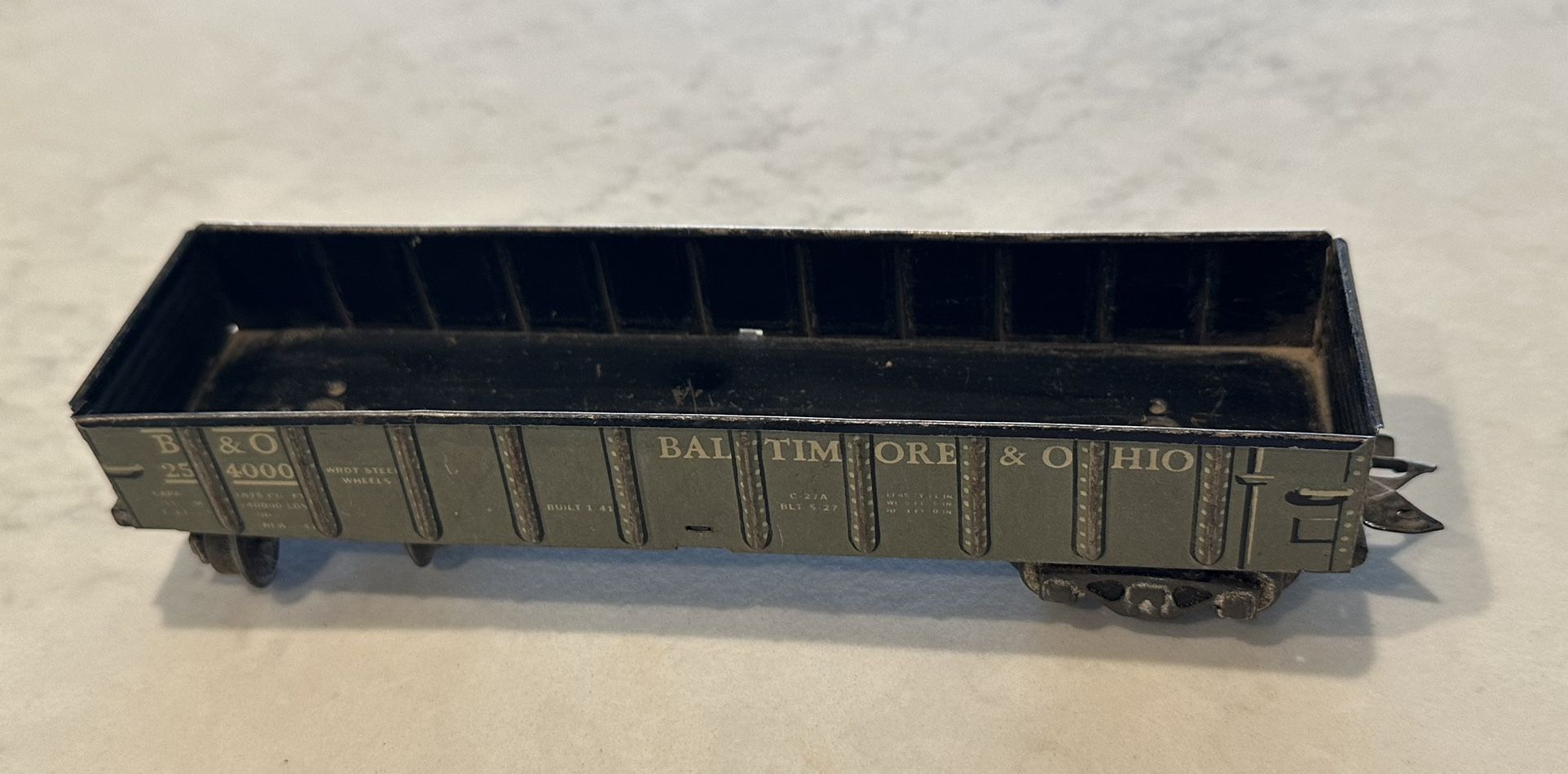 Marx O Gauge 8 Wheel Gray Baltimore & Ohio 254000 Gondola Car Train RR