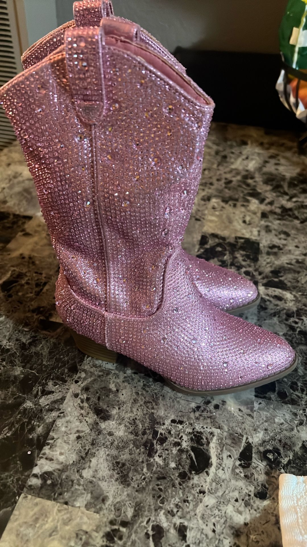 Girls/Kids Pink Rhinestone Boots