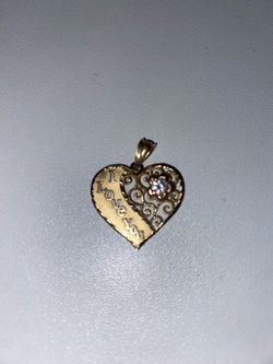 14k gold tricolor heart pendant