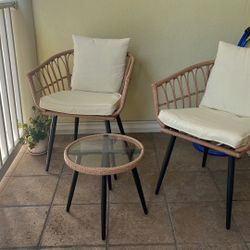 Outdoor 2 Chairs And Small Table Set