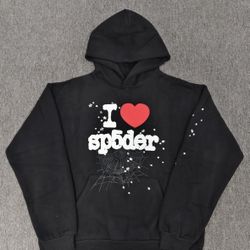 I Love Spider Hoodie Size Medium Black