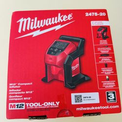 Milwaukee 2475-20 M12 Cordless Compact Car Tire Inflator Portable 12V Brand NEW