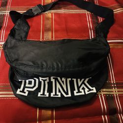 Victoria Secret PINK Convertible Backpack Fanny Pack Black White Logo School Gym And Tory Burch Tote