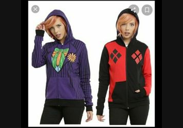 The Joker,/Harley Quinn Reversible Zip Up Hoodie Jacket