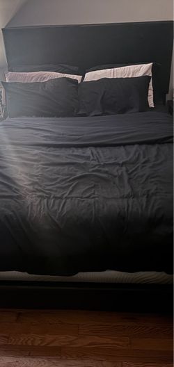 Queen Black Vegan Leather Bed Frame