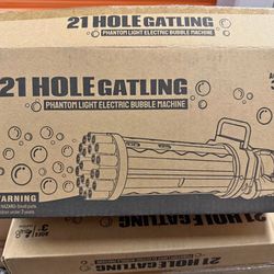Gatling Electric Bubble Machine Gun Toy 21 Holes 15.5 Inch (2x guns)