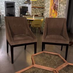 2 Dark Sage Green Velvet Chairs