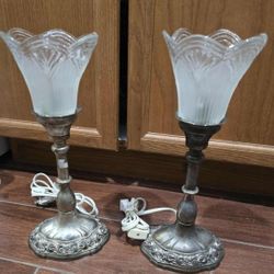 Vintage Rewired Silver Boudoir Nightstand Lamp 