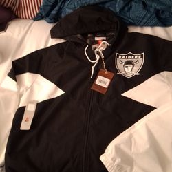 Raiders Zipper Black & White Windbreaker Jacket 2XL