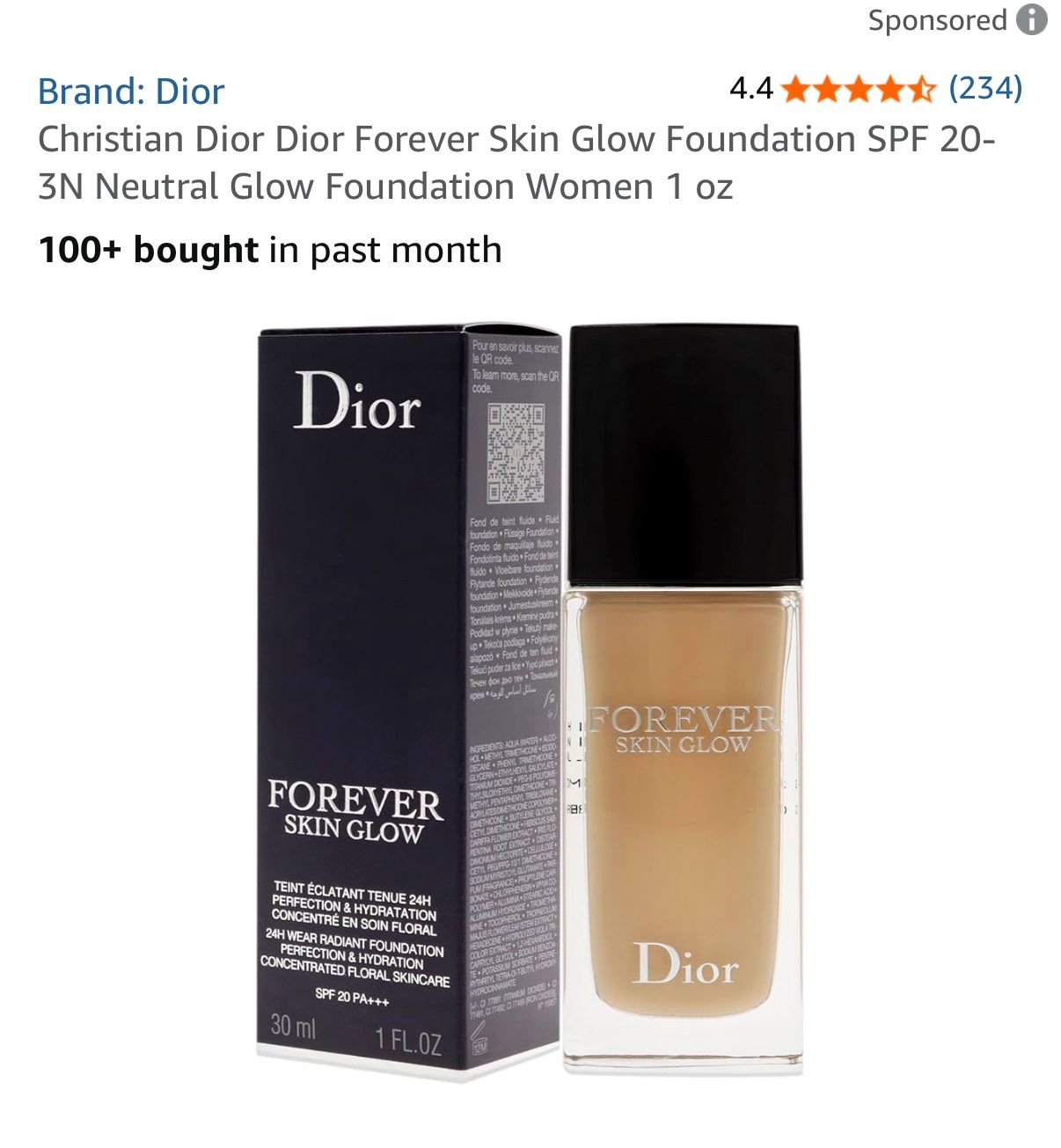 Dior Forever natural nude 24h wear foundation # 3.5n