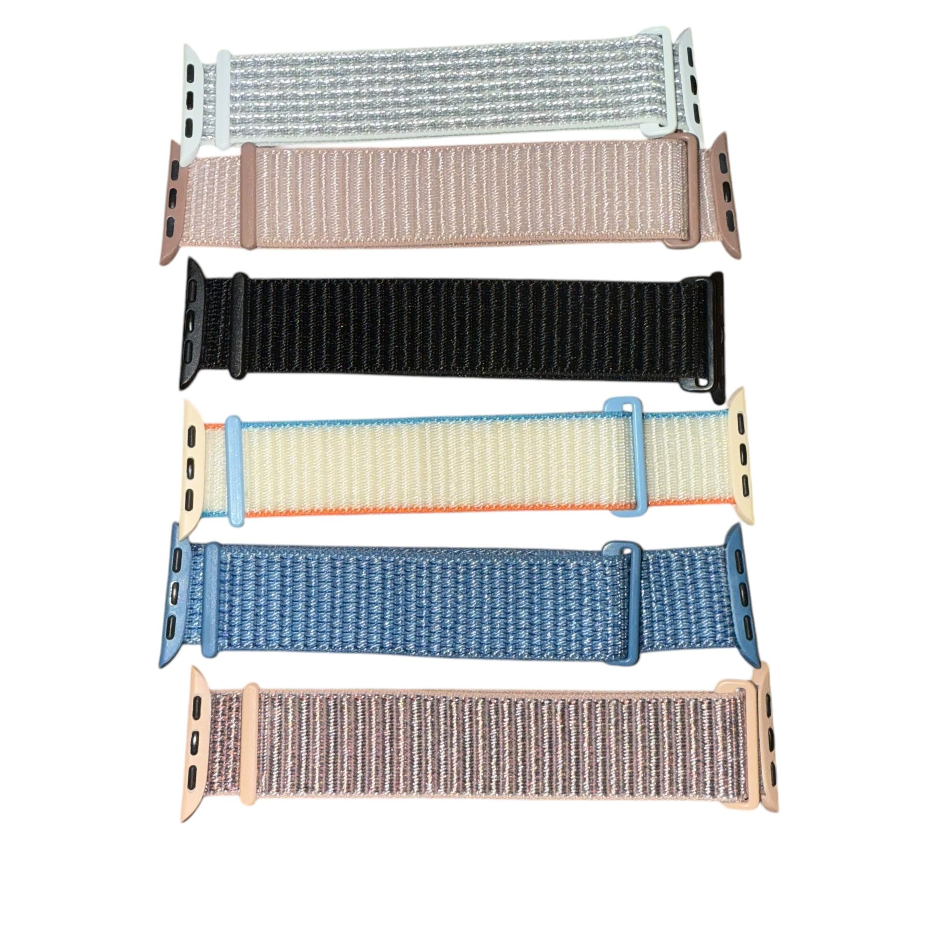 iWatch Strap Band Set Of 6 Nylon Solo Loop Bands 38mm/40mm/41mm New Read The product is a set of 6 nylon solo loop bands designed for iWatch models