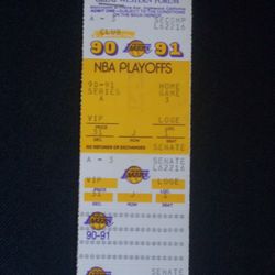 L.A. Lakers 1990-91 Playoffs VIP Unused Ticket
