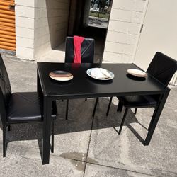 Dining Room And Kitchen Furniture Set $99 🚚🍀🎁🎈 Table, Chair, Leather, Black, Black Table, Glass Table, Kitchen Dining Furniture, Dining, Delivery 