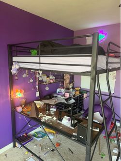 Platform bed with desk underneath