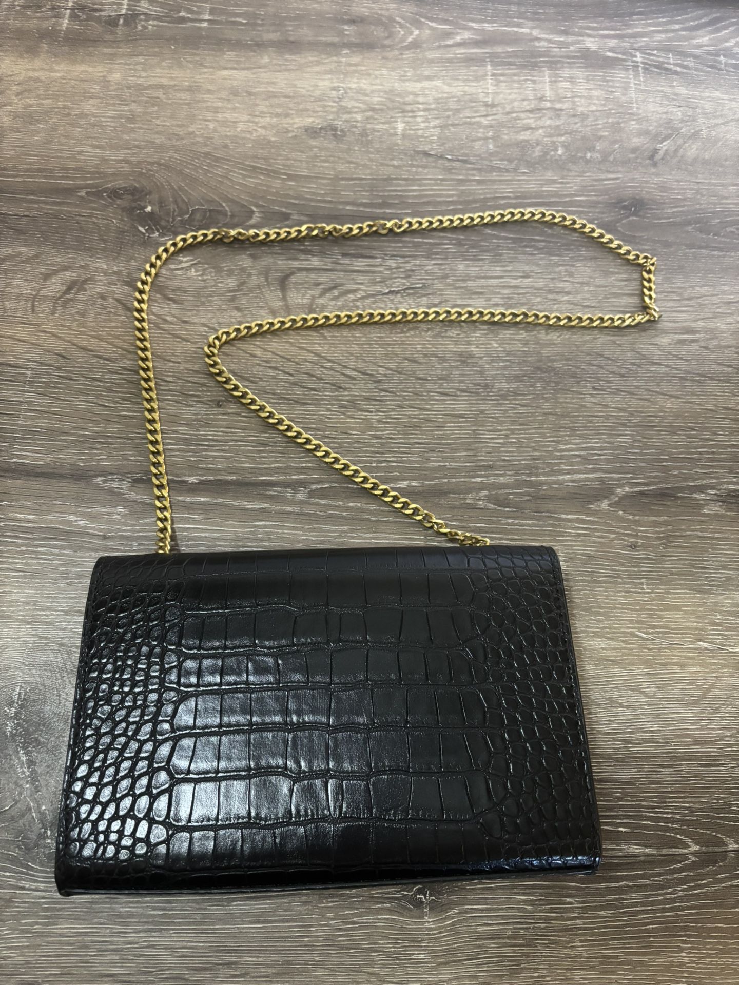 Black Croc Clutch Chain Bag