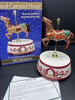 Mr Christmas musical carousel horse -  we wish you a merry Christmas 2010 new in box