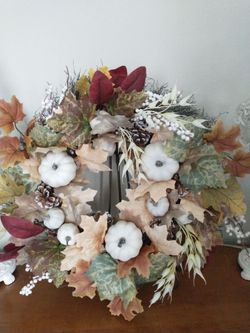 Autumn Wreath With Pumpkins And Leaves Set Of 2
