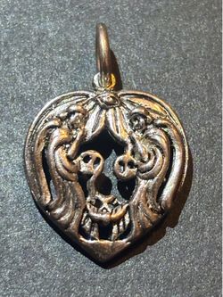 Vintage 925 Sterling Silver Valentine's Day Heart With Angels Love Pendant