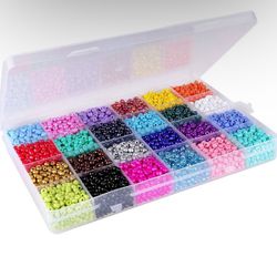 5000pcs Seed Beads 24 Colors 6/0 4mm Round Loose Pony Beads Waist Craft Beads Kit Rainbow Beads for Bracelets Jewely Making, DIY Crafting