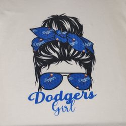 Women's (Size M) DODGER'S GIRL V-neck Fitted T-shirt PRICE is Firm 