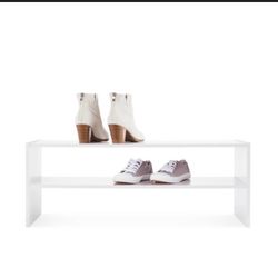 2 White Shoe Rack Stackable Storage Shelves For Stacking