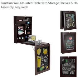 Wall Mounted Table with Storage Shelves