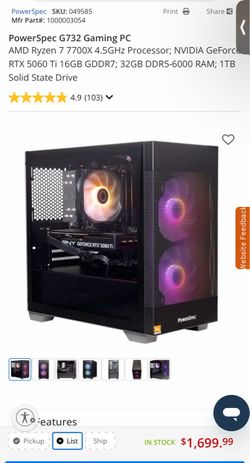 5060 ti 16 gb Gaming PC 32 GB ram 1 TB rom storage
