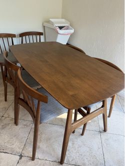 Contemporary Dining Table & 6 Chair Set – 52x29, Good Condition