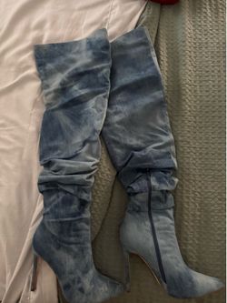 Denim boots